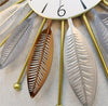Decor Premium Metal Wall Clock for Home | Luxury 3D Leaf Design