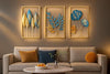 Gold & Blue Wall Art (Leaf Design)